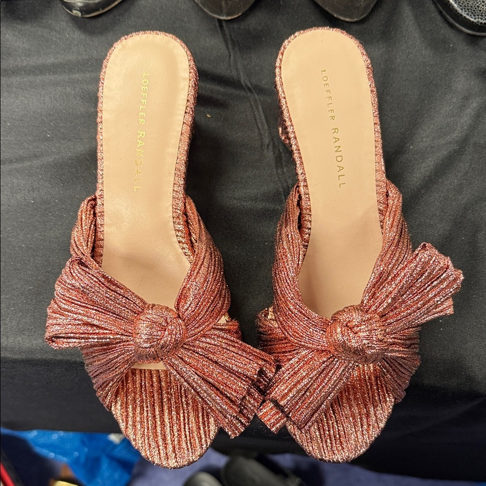 Loeffler Randall Women's Rose Gold Bow Mules